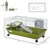Small Animal Cage with Wheels for Guinea Pigs Rabbits Chinchillas Includes Food Bowl Water Bottle Hay Feeder Ramp and Platform - LAOTIES - 2 of 4
