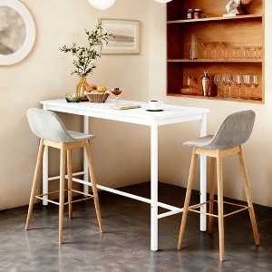 MAYEERTY 47in Counter Height Rectangular Pub Table with Metal Legs and Wood Top Modern Industrial Design White - 1 of 4