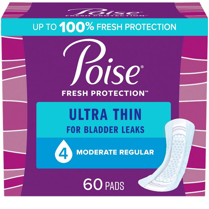 Poise Ultra Thin Postpartum Incontinence Pads for Women - Moderate Absorbency, 1 of 7