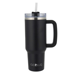 Brentwood 40-Oz. Insulated Stainless Steel Tumbler Cup with Handle, Lid, and Straw, Black - 1 of 4