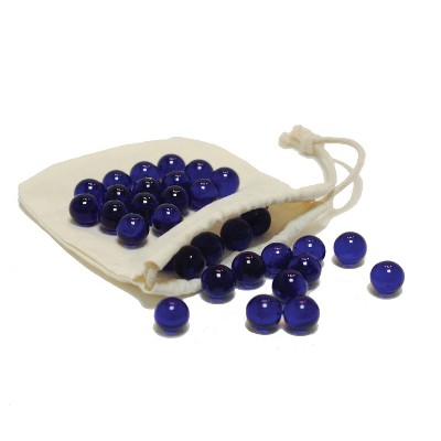 WE Games Blue Glass Marbles - Set of 33 - .625 Diameter