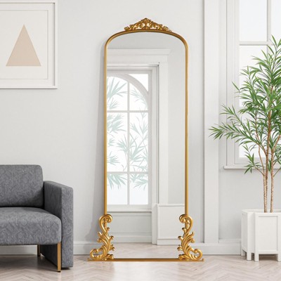 SpassWay 68"H 29"W Metal Accent Mirror Vintage Wall Mirror Ornate Full Length Mirror