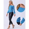 Allegra K Women's Sequin Party Sparkly Glitter Long Sleeve Off Shoulder Top - 2 of 4