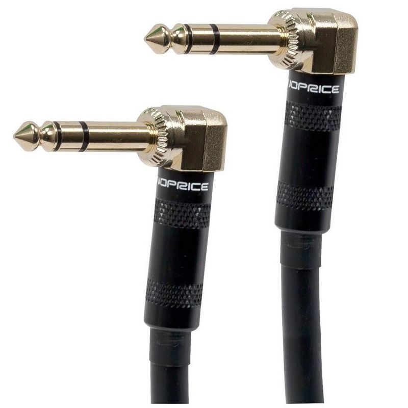 Monoprice Premier Series 1/4 Inch (TRS) Guitar Pedal Patch Cable Cord - 8 Inch - Black With Right Angle Connectors, 1 of 4