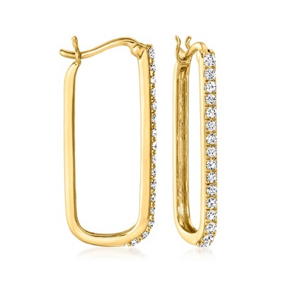 Ross-Simons 0.50 ct. t.w. Diamond Paper Clip Link Hoop Earrings in 14kt Yellow Gold