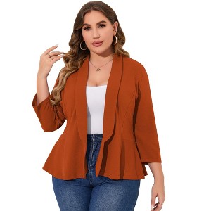 Coolmee Women Plus Size Casual Blazer Open Front Long Sleeve Work Office Cardigan Jackets - 1 of 4