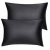 2 Packs Standard Size Zippered Silky Satin Pillowcases Pillow Cases Covers Black - PiccoCasa - 2 of 3