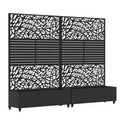 Lirago Iron Arch Mobile Planter Box (2-Piece)-Raised Garden Bed Elevated Planter with Trellis Privacy Screen 38 Gallon Capacity