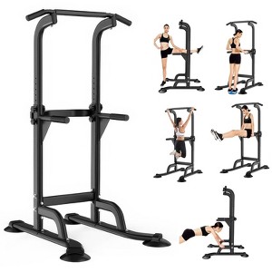 Power Tower - Pull Up & Dip Station for Home Gym, Heavy Duty 330Lbs Free Standing Workout Equipment With Adjustable Height 65"-82.7", Multi-Grip Bars - 1 of 4