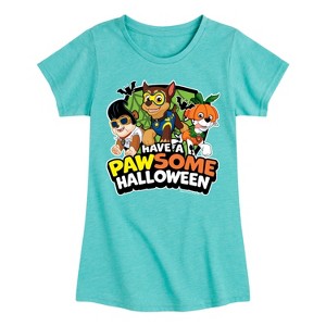 Girls' - Paw Patrol - Rubble Chase Marshall Pawsome Halloween Fitted Short Sleeve Graphic T-Shirt - 1 of 4