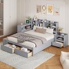 Full Size Platform Bed with Desk and USB Ports, Bed with Headboard Storage and Nightstand, Storage Bed with Drawers, Wood Frame Bed-Baofuwish - 3 of 4