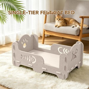 Single-Tier Felt Cat Bed with Raised Sides, Sturdy Indoor Pet Lounger ...