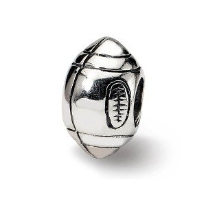Black Bow Jewelry Sterling Silver Football Bead Charm - 1 of 4