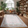 Vintage Floral Print Area Rug - Washable Non-Slip Ultra-Thin Carpet, Stain Resistant Non-Shedding Throw for Living Room Bedroom Office Playroom - 3 of 4