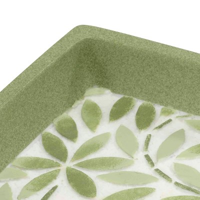 Green Leaf Pattern Resin Vanity Tray