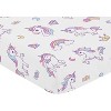 Sweet Jojo Designs Girl Baby Fitted Crib Sheet Rainbow Unicorns Multicolor - 3 of 4