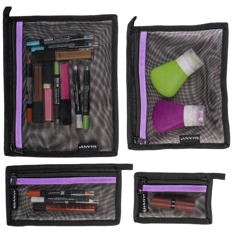 SHANY Mesh Travel Toiletry and Makeup Bag Set - Black  - 4 pieces, 2 of 5