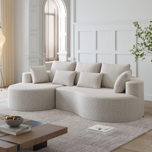 KWPZQEB 105'' Curved Sectional Sofa, 4-Seater Modular Sectional Sofa with 7 Pillows & Deep Seat, Comfy Chenille Couches for Living Room - 1 of 4