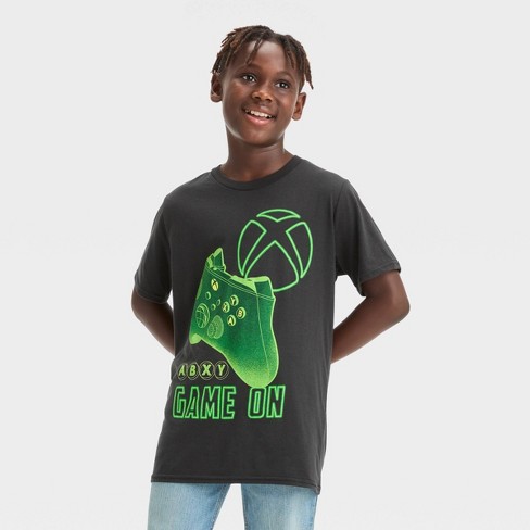 Black and store green graphic shirt