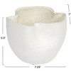 Storied Home 7.25 Inches Stoneware Ruffled Planter with Sand Finish and Reactive Glaze, Holds 4 Inches Pot, White - 2 of 4