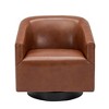 Faux Leather Wood Base Swivel Chair with Solid Wood Frame, Foam Cushion, and Transitional Styling - 3 of 4