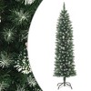 vidaXL 4ft Slim Artificial Christmas Tree with Stand - Green & White, Decorated with Cones and White Snow, Complete with Steel Stand - 2 of 4