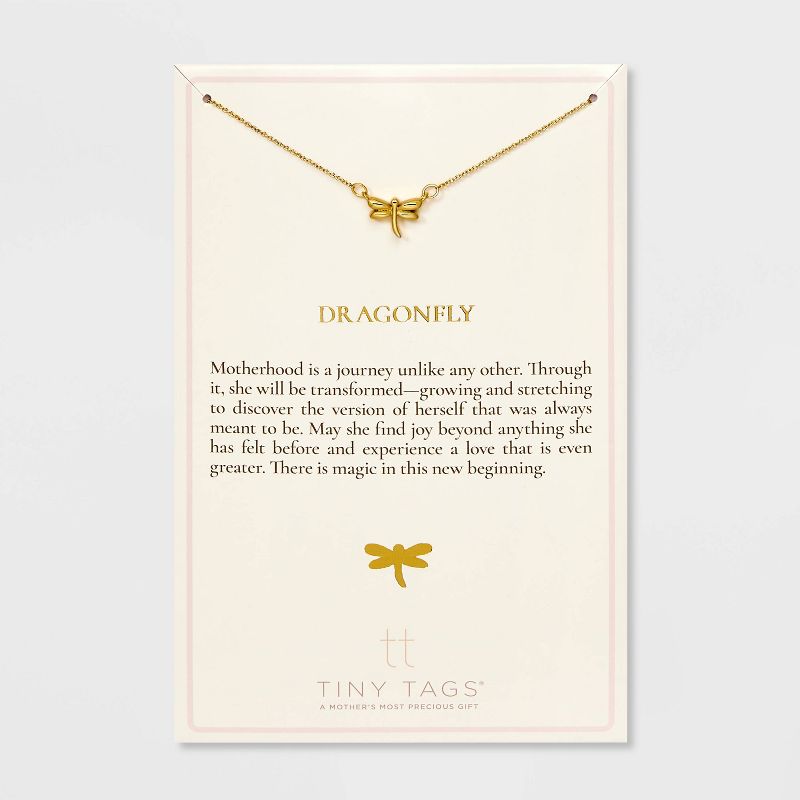 Tiny Tags 14K Gold Ion Plated Dragonfly Chain Necklace - Gold, 1 of 12