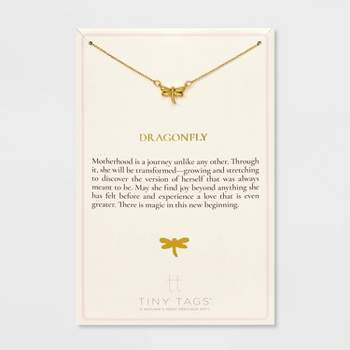 Tiny Tags 14K Gold Ion Plated Dragonfly Chain Necklace - Gold