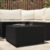 vidaXL Square Patio Coffee Table – Black Poly Rattan Outdoor Table with Tempered Glass Top, - 2 of 4