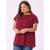 Agnes Orinda Women's Plus Size Elegant Flutter Short Sleeve Boat Lapel Slipt Chiffon Blouse - 2 of 4