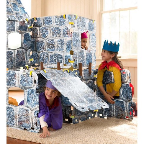 HearthSong 16 Panel Cabin Style Fantasy Forts Indoor Fort Building Kit for  Kids 4 and up