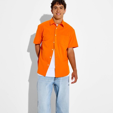 Мужские рубашки Goodfellow & Co Men's Game Day Full Button Solid Camp Shirt - Goodfellow & Co™ Orange L