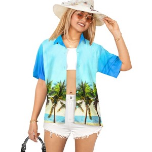 HAPPY BAY Women's Button Down Blouse Casual Summer Beach Luau Party Blouse Short Sleeve Vacation Dress Shirts Hawaiian T Shirt for Women - 1 of 4