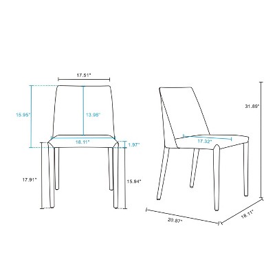 Manhattan Comfort Paris Clay Saddle Leather Upholstered Dining Chair Set