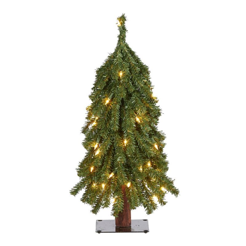 2ft Nearly Natural Pre-Lit Grand Alpine Artificial Christmas Tree Clear Lights, 1 of 9