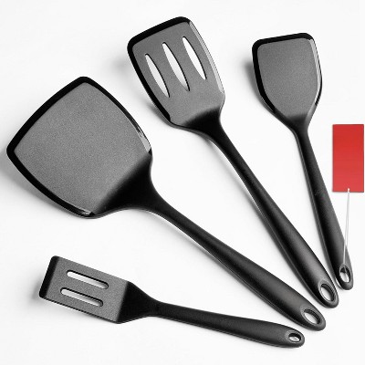 Attop  4 Pack Silicone Spatula Set Heat Resistant Silicone Spatula Turner Flipper Non Stick and Non Scratch Black