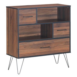 Munora - 3-Tier Wood Storage Cabinet with Drawers & Metal Legs - Anti-Tip, for Bedroom/Living Room - Black - 1 of 4