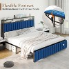 AMERLIFE LED Bed Frame with Foldable Ottoman, Charging Station, Velvet Upholstered Headboard - 3 of 4