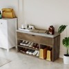 Wooden 2 Tiers Open Shoe Storage Bench with Cushion, Entryway for Entryway, Bedroo - 4 of 4