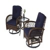 3-Piece Outdoor Swivel Rocker Patio Set – 360° Rotating Chairs with Cushions And Tempered Glass Table-Maison Boucle - 4 of 4