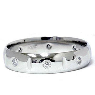 Pompeii3 Mens 950 Platinum Diamond Polished Wedding Ring Band
