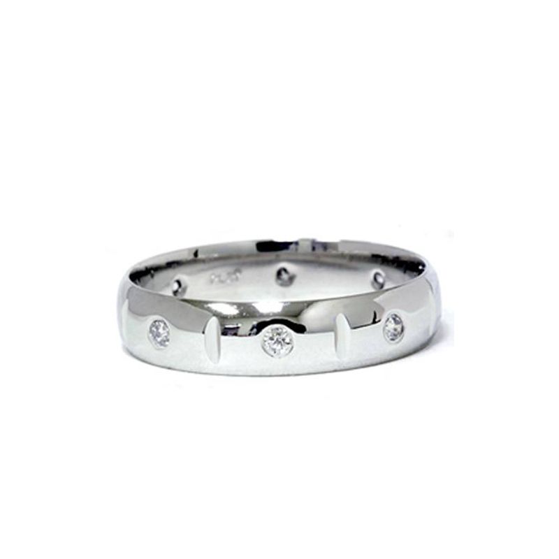 Pompeii3 Mens 950 Platinum Diamond Polished Wedding Ring Band, 1 of 5