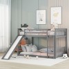 Okak Full over Full Wood Bunk Bed with Slide & Safety Guardrail Loft Bunk Bed with Ladder for Kids Teens, Easy Assemble No Box Spring Needed, Grey - 3 of 4