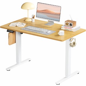 Lyngins Ergonomic Standing Desk with T-Shaped Metal Bracket, Height-Adjustable Office Desk, Modern Computer Desk for Home Office/Gaming/Study - 1 of 4