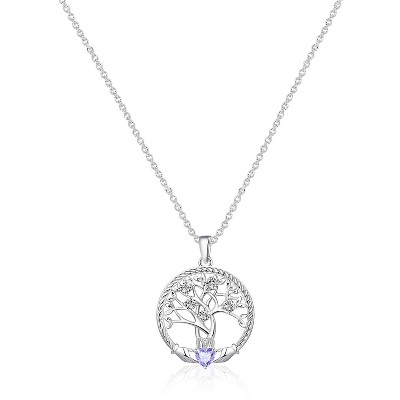 Molenia Tree of Life Necklace for Women, 925 Sterling Silver Birthstone Family Tree of Life Pendant Birthday Gifts