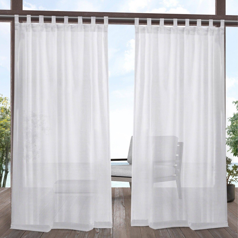 Photos - Curtains & Drapes Set of 2  Miami Indoor/Outdoor Tab Top Window Curtain Panels Whit(84"x54")