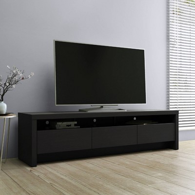 Black MDF Rectangular TV Stand with Cabinet