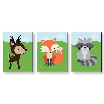 Big Dot of Happiness Woodland Creatures - Gender Neutral Forest Animal Nursery Wall Art & Kids Room Decor - 7.5 x 10 inches - Set of 3 Prints