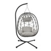 VisioGear Patio Egg Chairs with Stand, Wicker Egg Chair with Thick Cushion&Headrest Hammock Chair for Living Room Balcony, Gray, 38.6"*76.8"*36.2" - 2 of 4