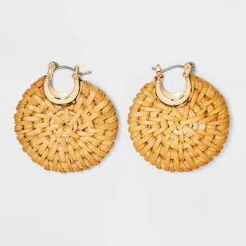 Rattan Disc Earrings - A New Day™ Brown